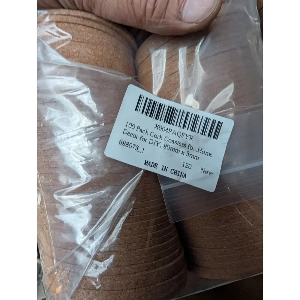 100 Pack Round Cork Coasters 90mm x 3mm Bulk Set for DIY Crafts & Home Decor
